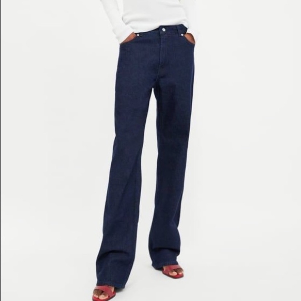 ZARA Heritage Straight Sunset Blue Denim Jeans 2 - Picture 1 of 14